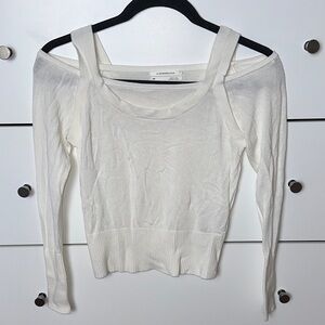Anthropologie White Off-Shoulder Sweater Top